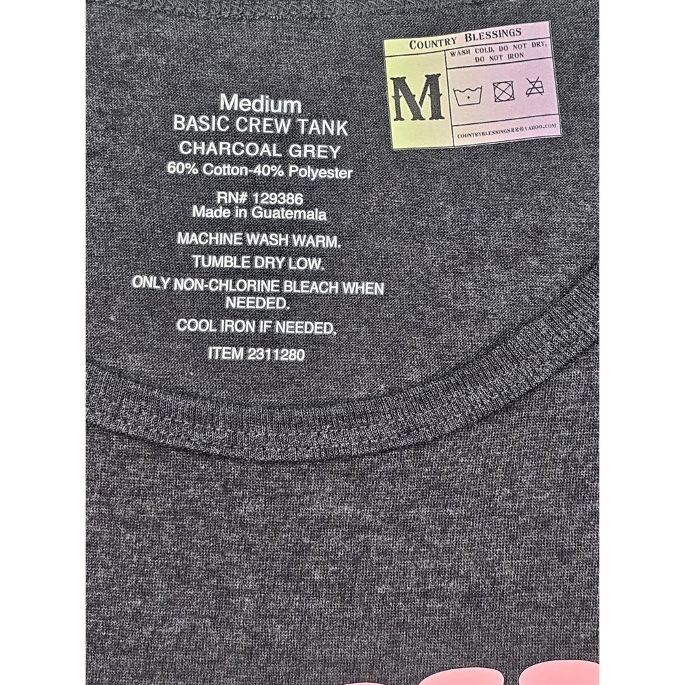 Think Positive Super Soft Womens Med Grey Charcoal Tank Top Fun Support Spellout - Picture 6 of 6